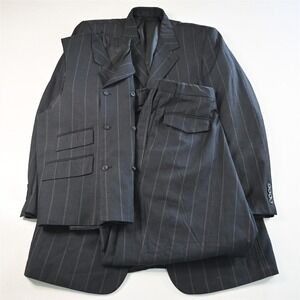 Falcone 42L 34x32 Gray Wide Stripe Mens Jacket Pants Suit